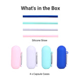 Reusable Silicone Straws With Cases 4 Sets from Cool Gadget