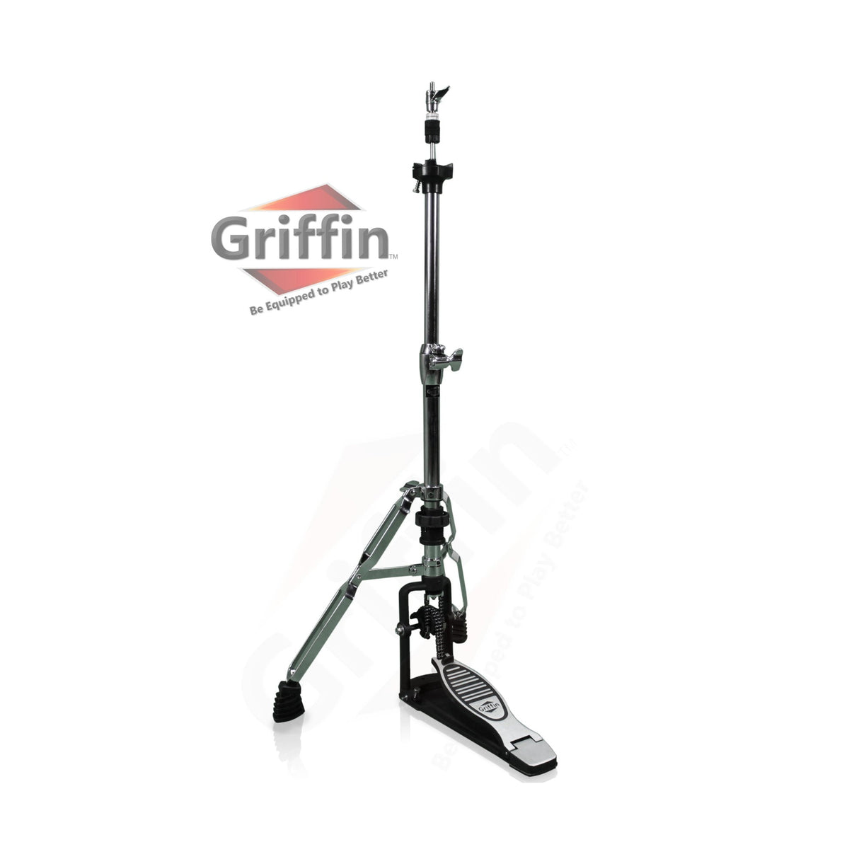Two Leg Hi-Hat Stand by GRIFFIN - Premium Heavy Duty Hihat Cymbal Foot Pedal with Drum Key - Folding Two Leg Style Converts to a No Leg High Hat Mount from GeekStands