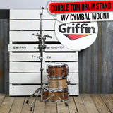 Double Tom Drum Stand with Cymbal Arm by GRIFFIN - Drummers Percussion Set Hardware Kit from GeekStands