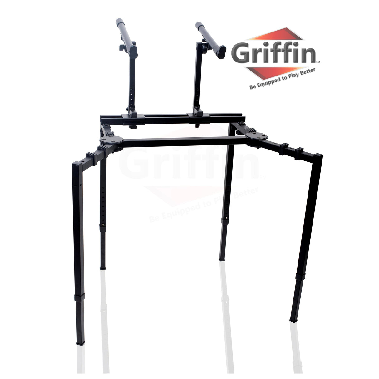 Double Piano Keyboard & Laptop Stand by GRIFFIN - 2 Tier/Dual Portable Studio Mixer Rack for Turntables, DJ Coffins, Speakers, Digital Music Gear from GeekStands