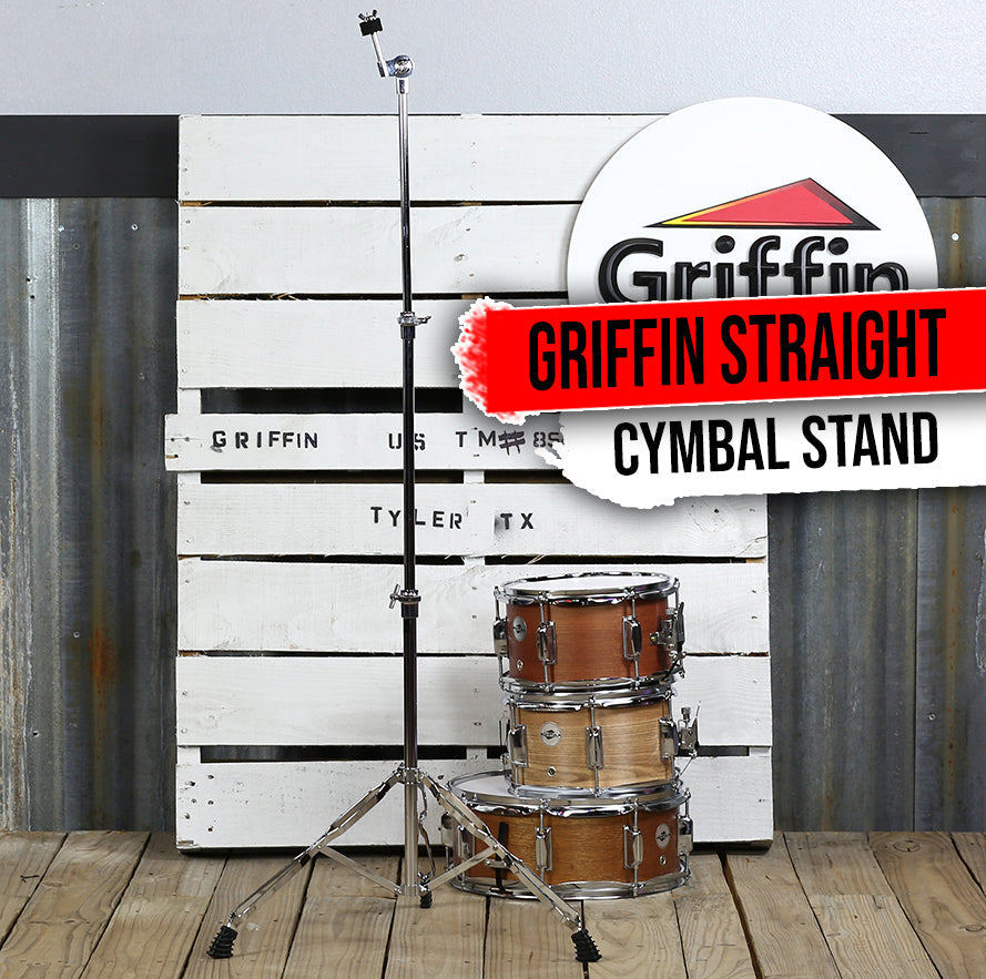 Straight Cymbal Stand by GRIFFIN | Deluxe Percussion Drum Hardware Set for Mounting Medium-Duty Crash, Ride & Splash Cymbals | Double Braced Legs, Slip-Proof Gear Holder | Light for Mobile Drummers from GeekStands.com