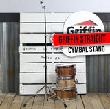 Straight Cymbal Stand by GRIFFIN | Deluxe Percussion Drum Hardware Set for Mounting Medium-Duty Crash, Ride & Splash Cymbals | Double Braced Legs, Slip-Proof Gear Holder | Light for Mobile Drummers from GeekStands.com