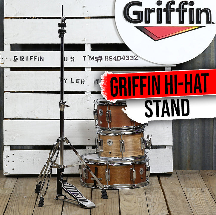 Deluxe Hi-Hat Stand by GRIFFIN - Hi Hat Cymbal Pedal With Drum Key - HiHat Mount Chrome Legs from GeekStands