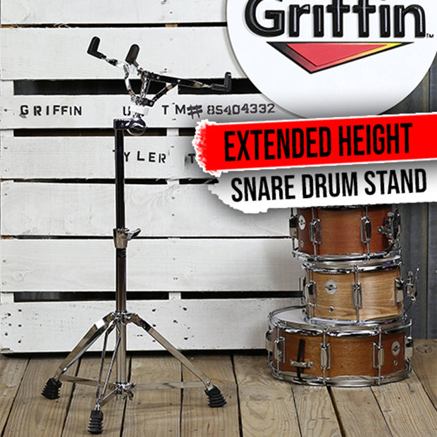 Extended Height Snare Drum Stand by GRIFFIN - Tall Adjustable Height Snare Stand For Practice Pad from GeekStands