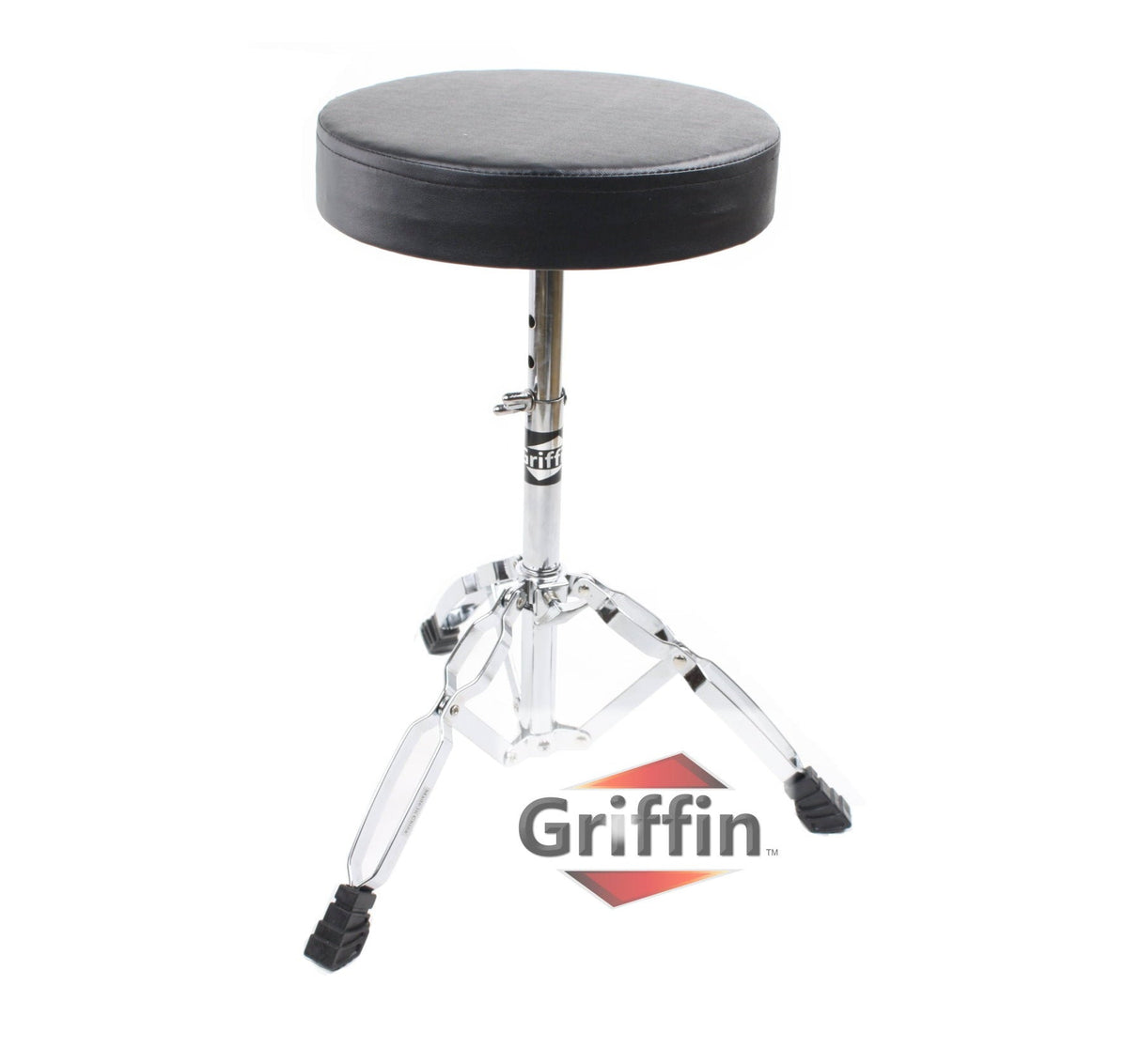 Drum Throne Stand by GRIFFIN - Padded Drummer’s Seat - Drum Set Percussion Chair for Adults - Musicians Guitar Stool Double Braced Hardware from GeekStands