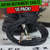 Guitar Cables (10 Pack) Instrument Cord by FAT TOAD | 24 AWG Patch Conductor for Electric Guitar, Bass, Amplifier, Speaker, Keyboard & Recording Studio | Shielded 20FT 1/4 Inch Gold Straight-End Wires from GeekStands.com