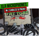 Cardioid Vocal Microphones with XLR Mic Cables & Clips (6 Pack) by FAT TOAD - Dynamic Handheld from GeekStands