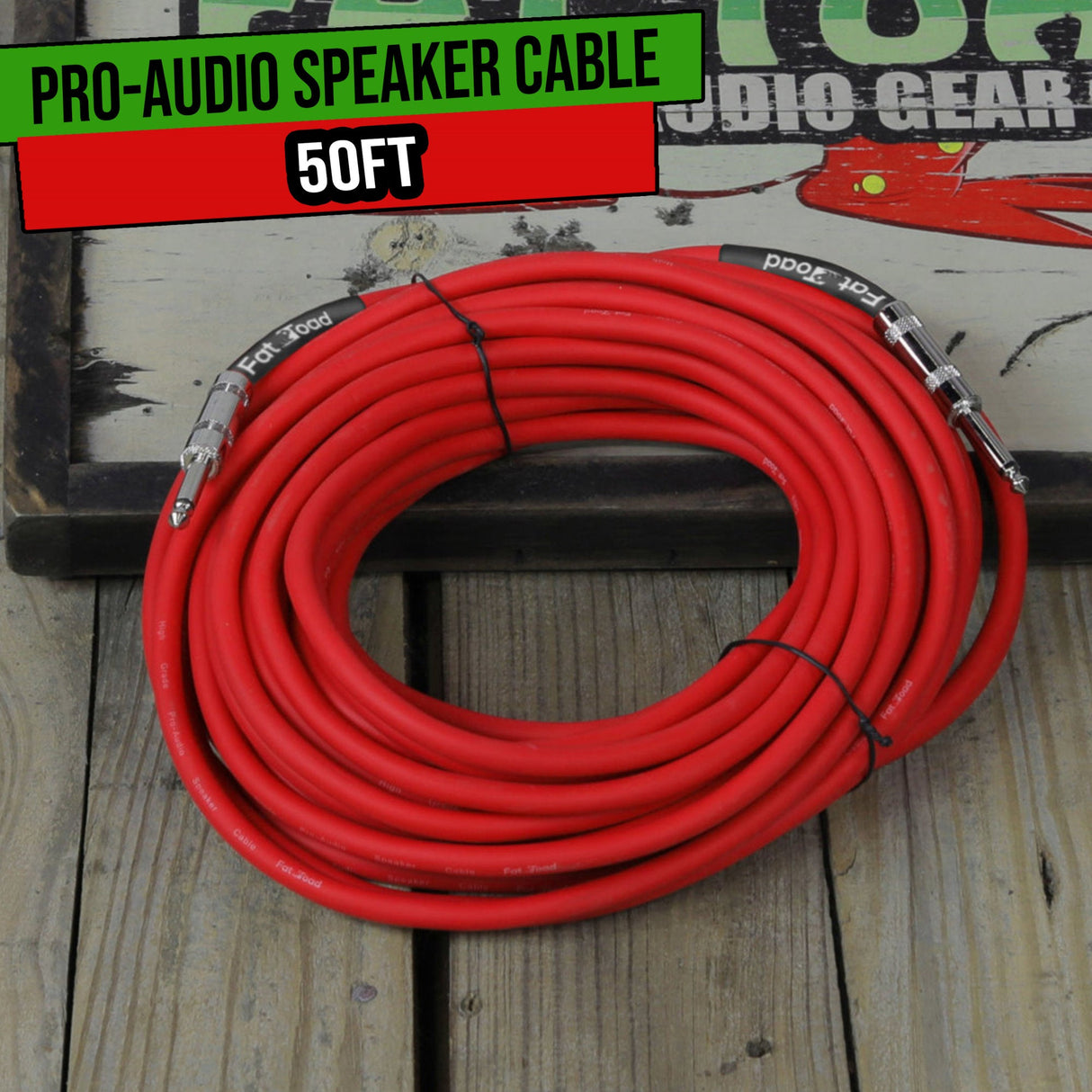 Speaker Cable (1/4" to 1/4) by FAT TOAD - 50ft Professional Pro Audio Red DJ Speaker PA Patch Cord from GeekStands