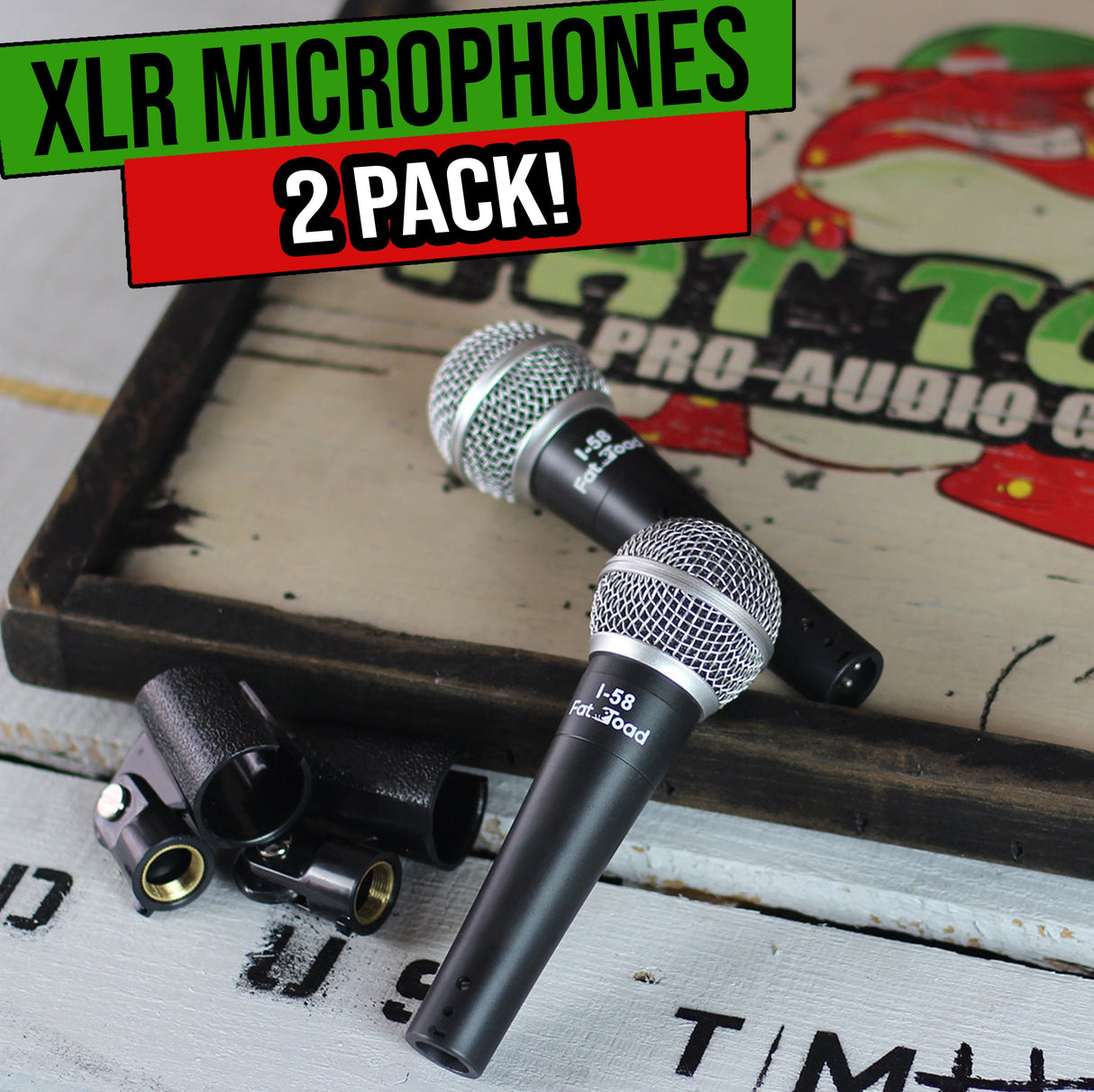 Dynamic Vocal Microphones with Clips (2 Pack) FAT TOAD - Cardioid Handheld, Unidirectional Mic from GeekStands