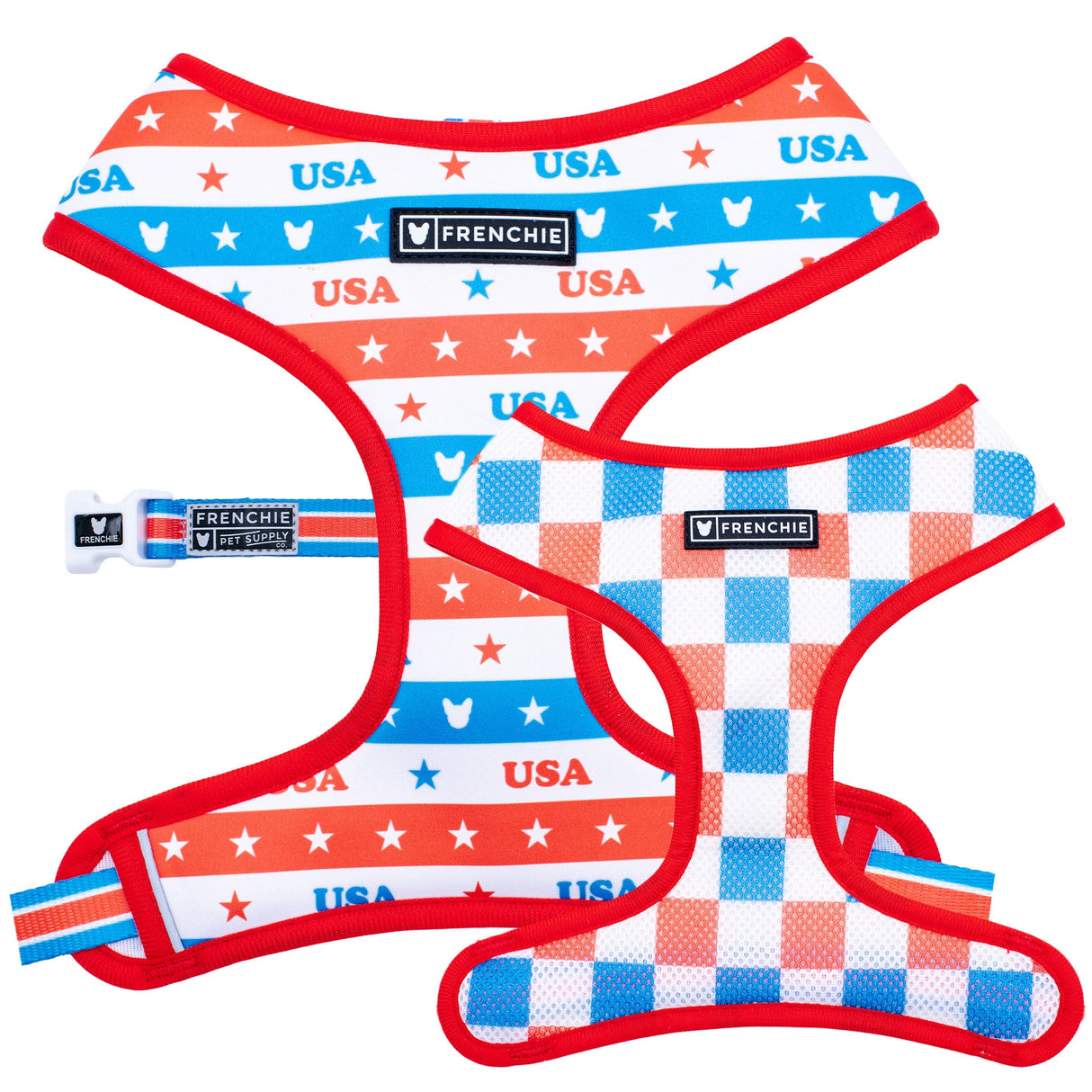 Frenchie Duo Reversible Harness - USA from Frenchie Bulldog