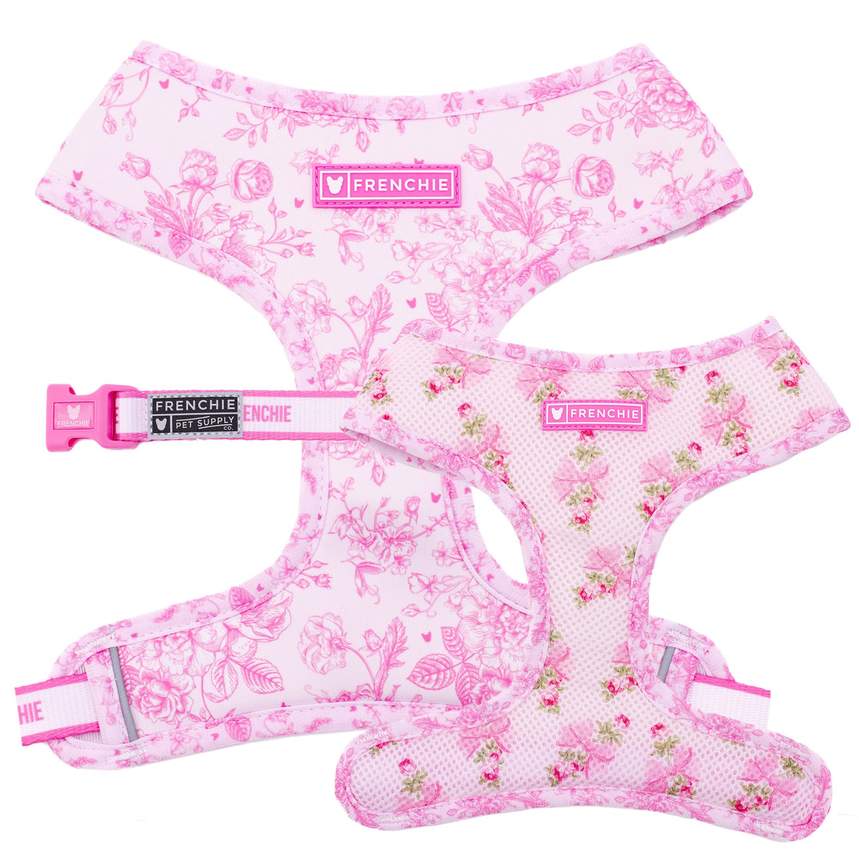 Frenchie Duo Reversible Harness - Toile- Pink from Frenchie Bulldog