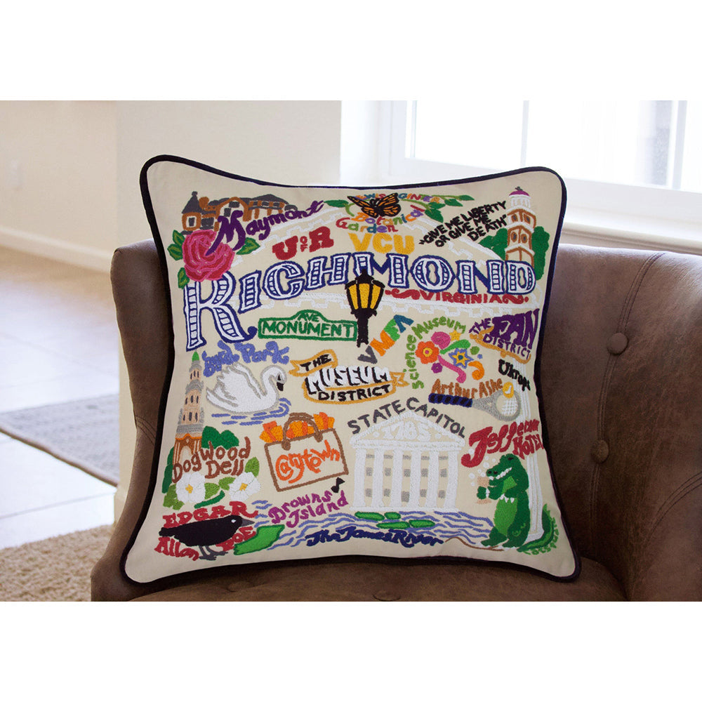 Richmond Virginia Hand-Embroidered Pillow from Quirks!
