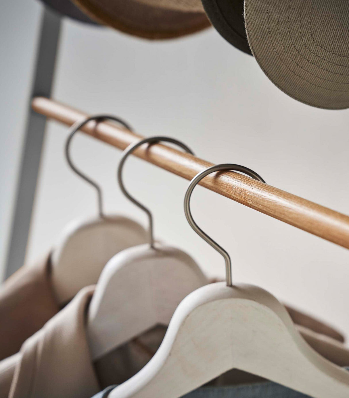 Coat Rack with Hat Storage (66" H)  - Steel + Wood from Yamazaki Home