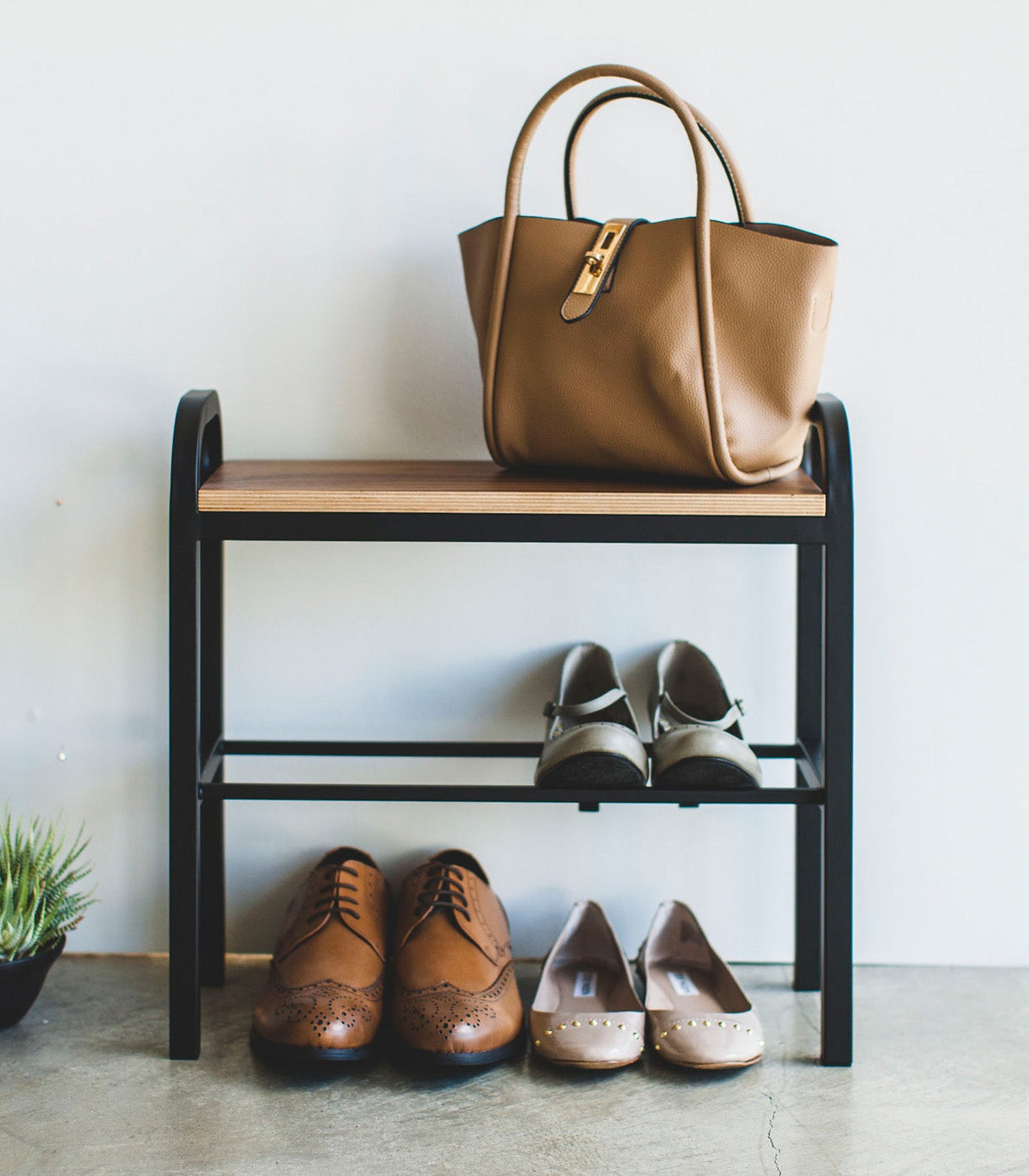 Shoe Organizer & Bench (18" H)  - Steel + Wood from Yamazaki Home