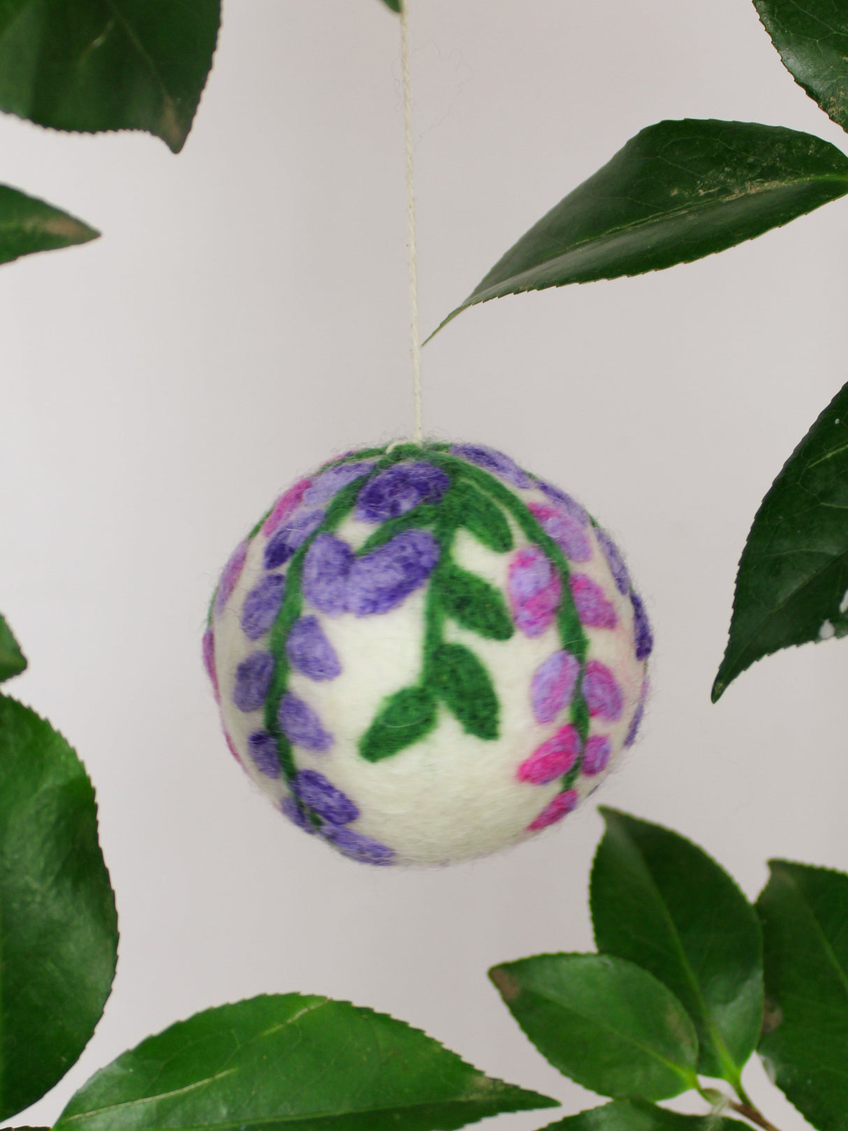 Hand Felted Wool Ball Ornament - Wisteria Bough from Ash & Rose