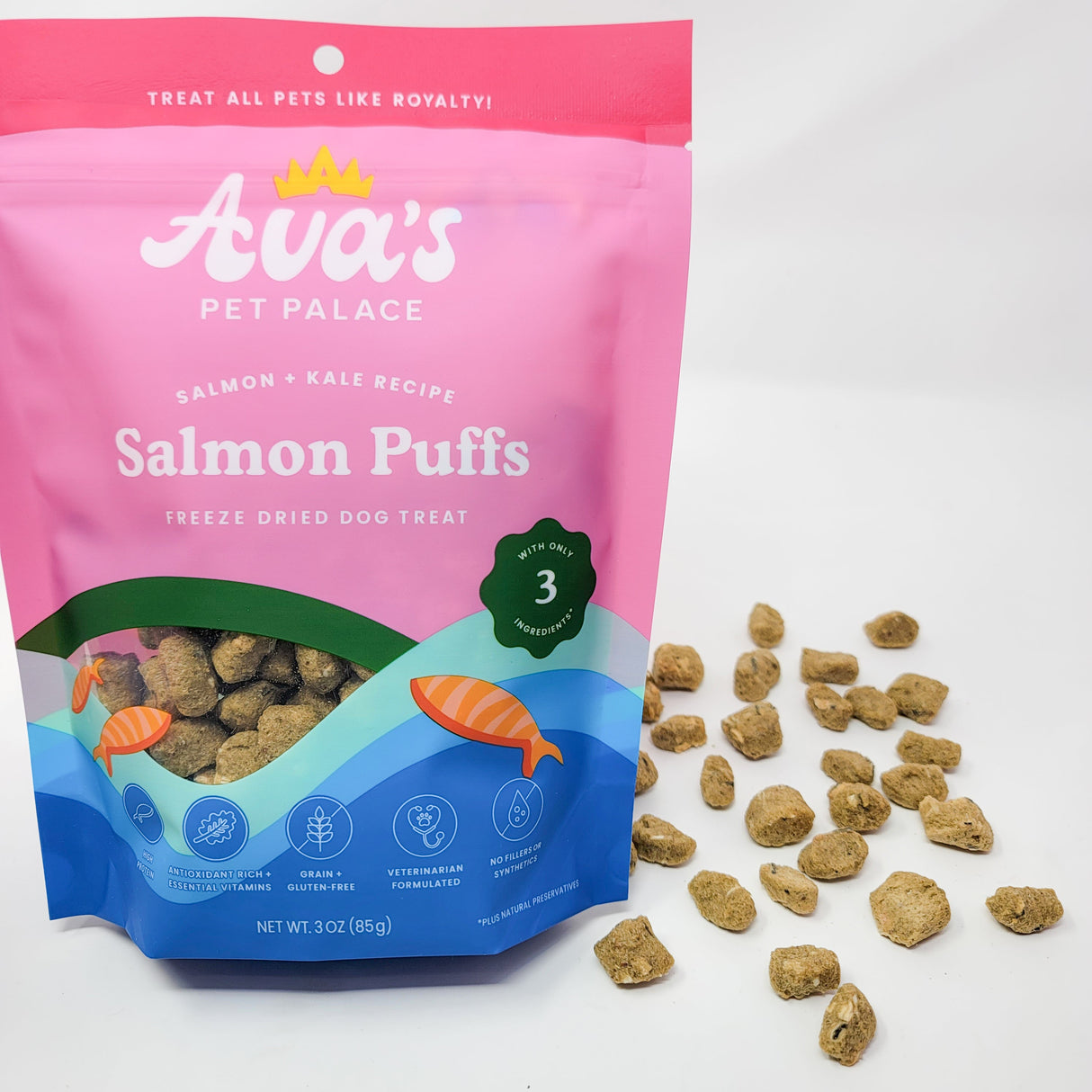 Freeze Dried Dog Treats - Salmon Puffs from Ava's Pet Palace