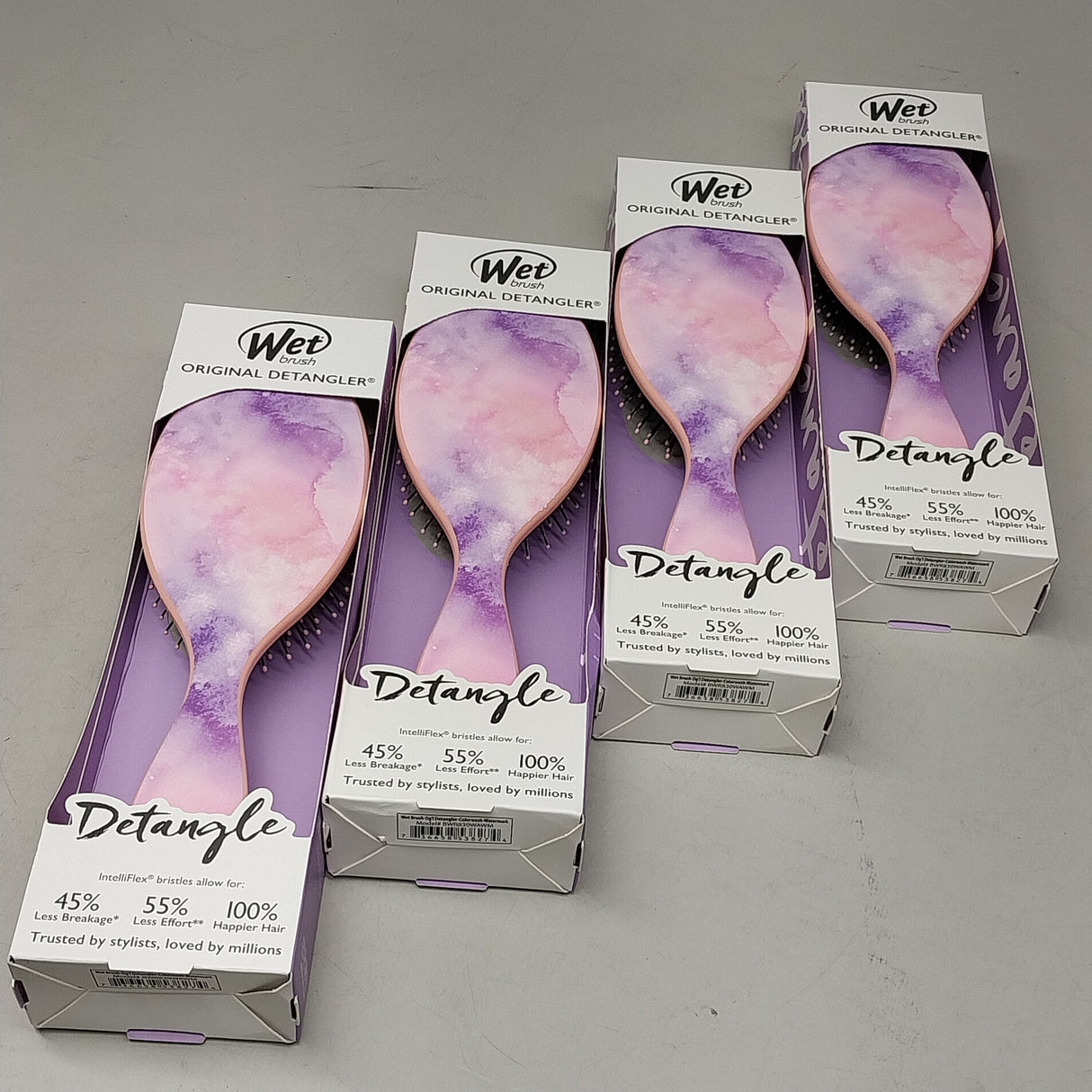 WET BRUSH (4 PACK) Original Detangler Hair Brush Pink / Purple Watermark Pattern from PayWut