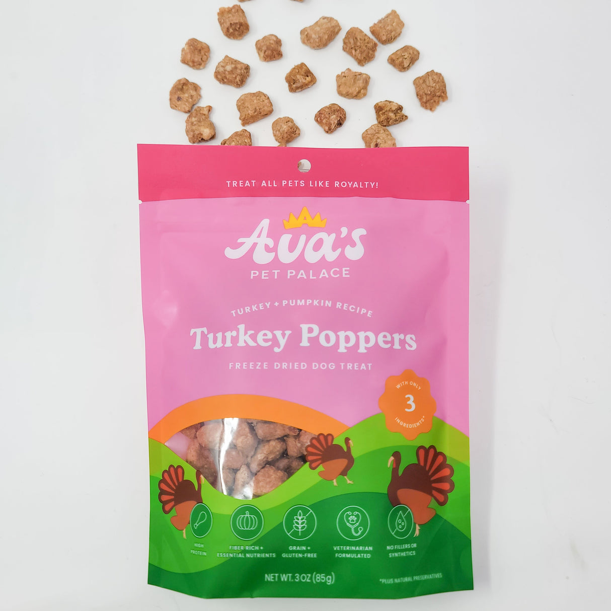 Freeze Dried Dog Treats - Turkey Poppers from Ava's Pet Palace