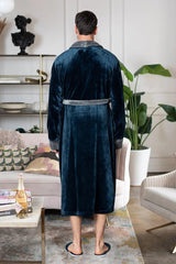 Fleece Bathrobe With Shawl Collar for Men From Lotus Linen