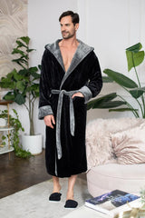 Hooded Plush Bathrobe for Men From Lotus Linen