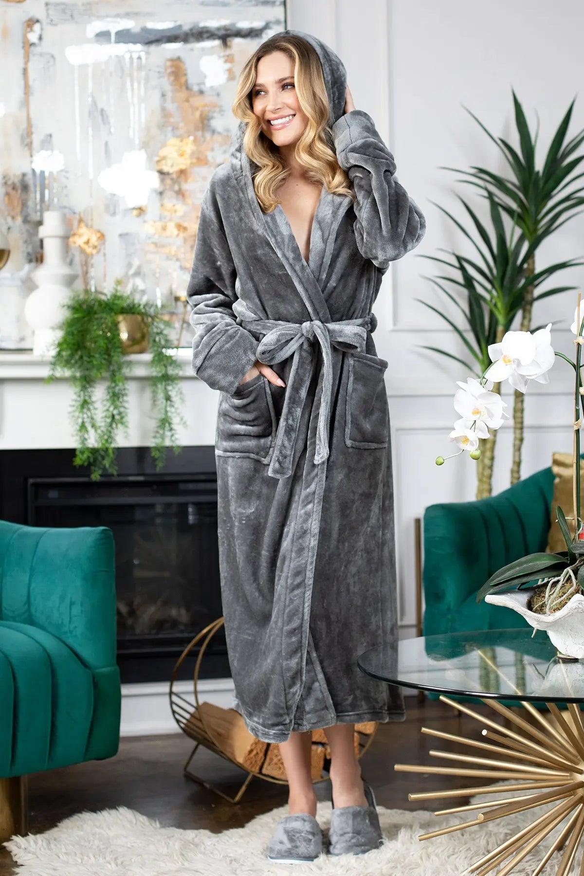 Hooded Plush Bathrobes for Women From Lotus Linen