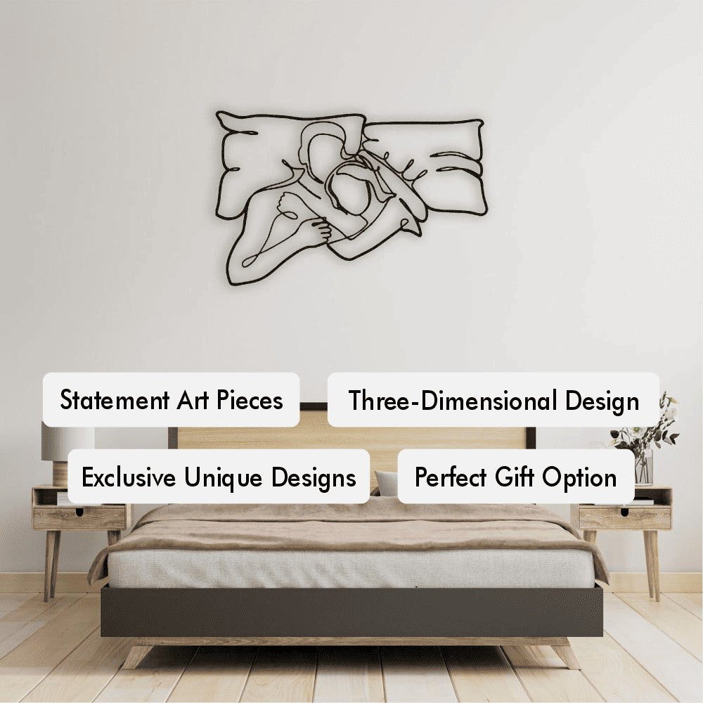 Romantic Lying Couple Metal Line Wall Art from VITAHOME DESIGN LLC