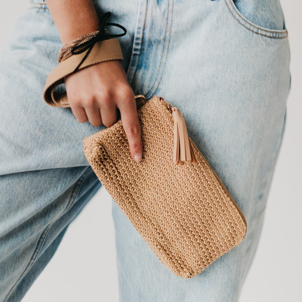 Rome Raffia Clutch Card Holder Wristlet from Pretty Simple