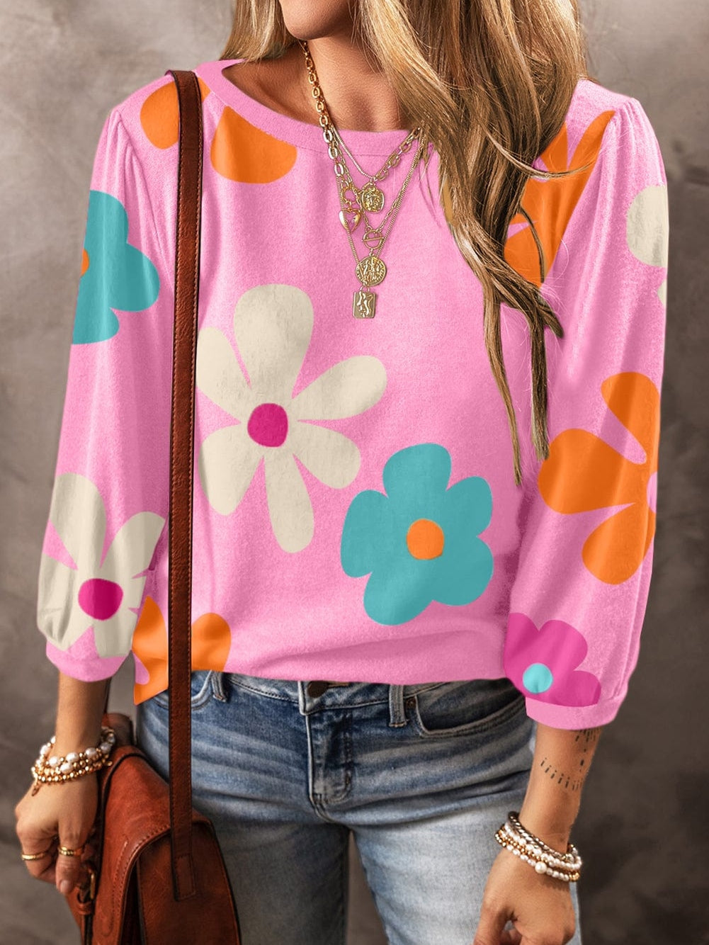 70s Style Floral Print T-Shirt from MsDressly