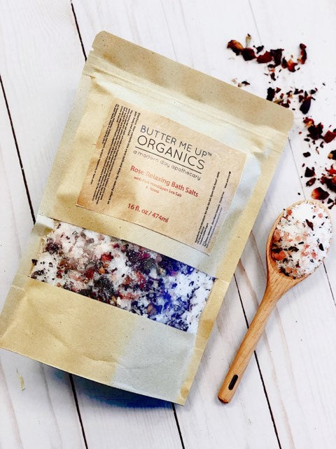 Organic Rose Salt Soak / Epsom Salt Soak / Pink Himalayan Sea Salt / Rose Absolut / Spa Gift / Butter Me Up Organics from Butter Me Up Organics