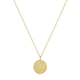 Round Sun Pendant With CZ Center Stone Necklace from eklexic
