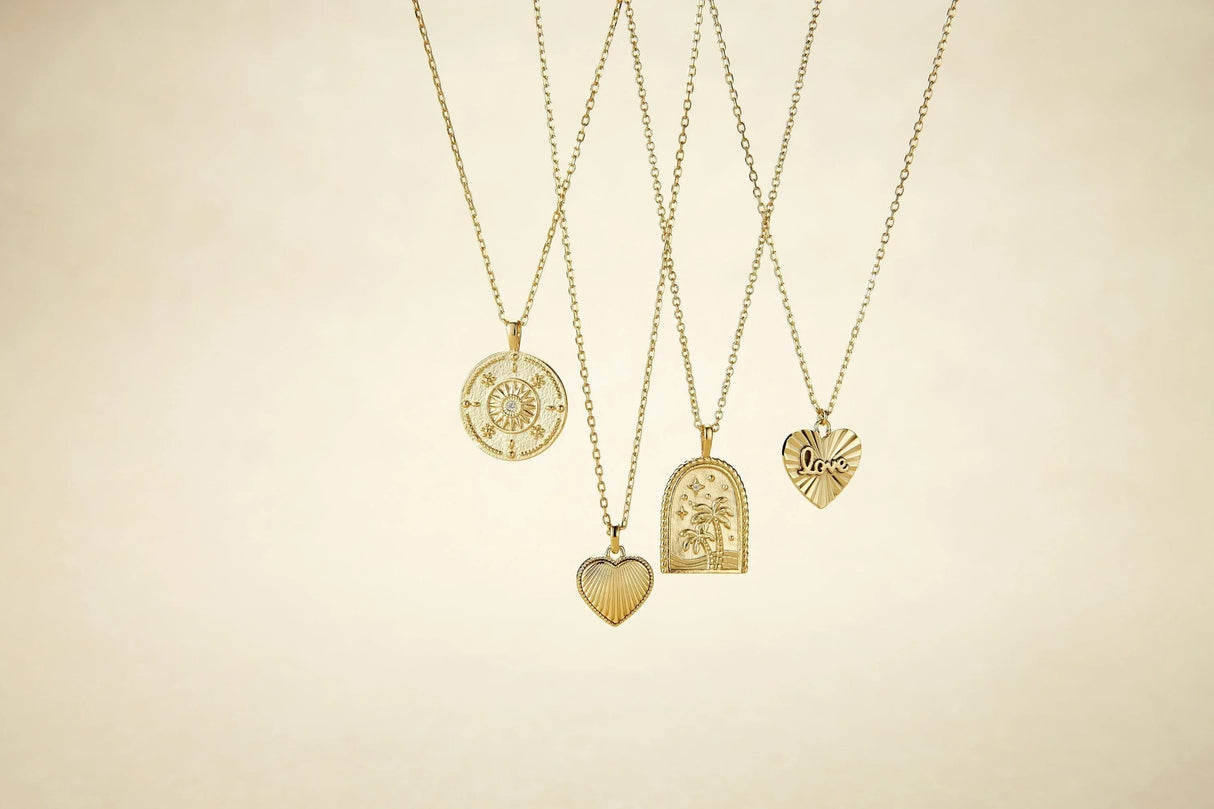 Round Sun Pendant With CZ Center Stone Necklace from eklexic