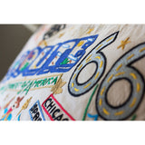 Route 66 Hand-Embroidered Pillow from Quirks!