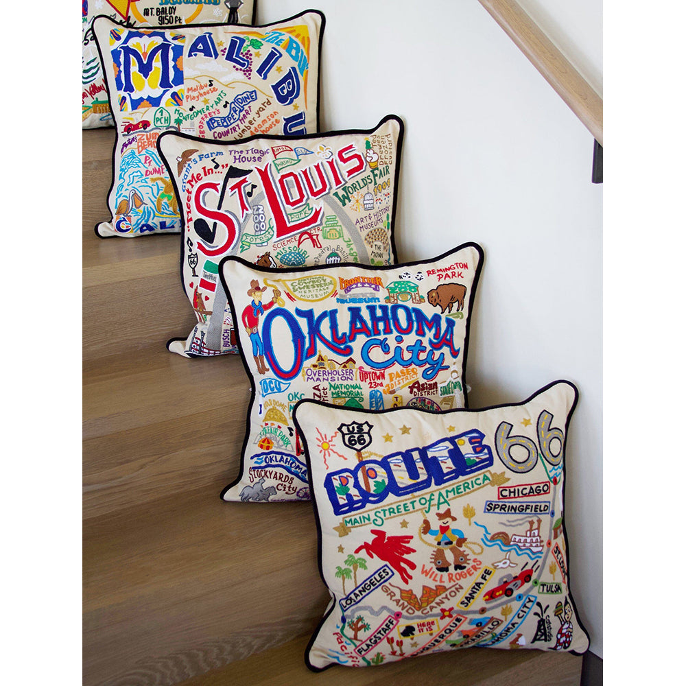 Route 66 Hand-Embroidered Pillow from Quirks!