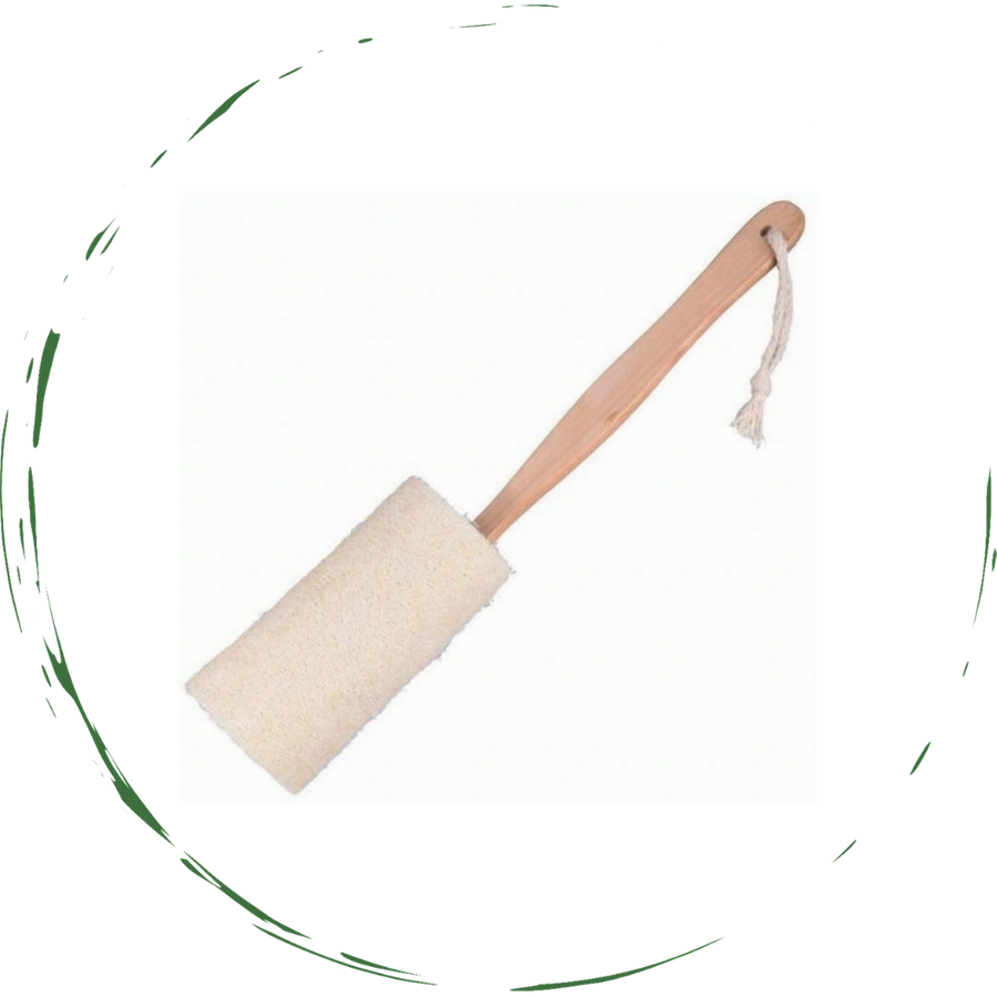 Natural Loofah Bath Brush w/Long Handle from BeNat
