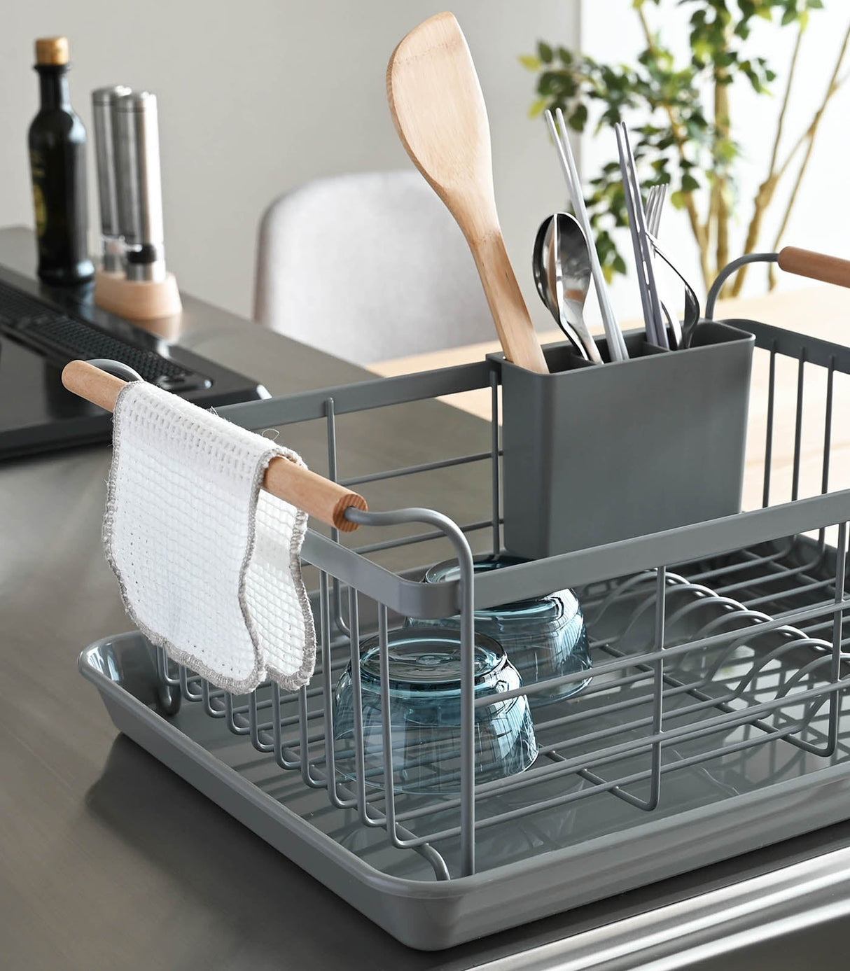Dish Rack - Steel + Wood from Yamazaki Home