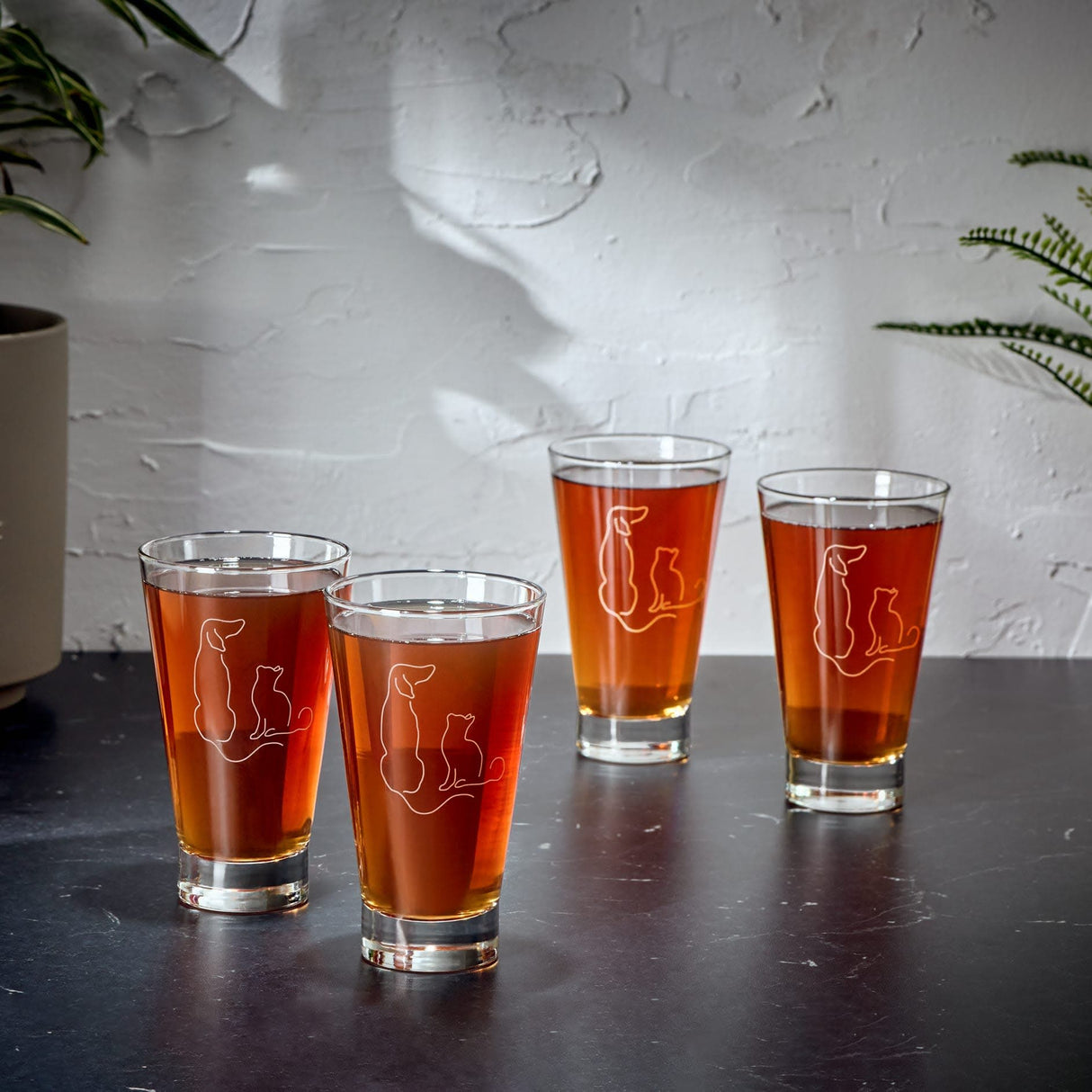 Libbey Modern Pets BFF's Hi-Ball Glasses, 14-ounce, Set of 4 from Libbey