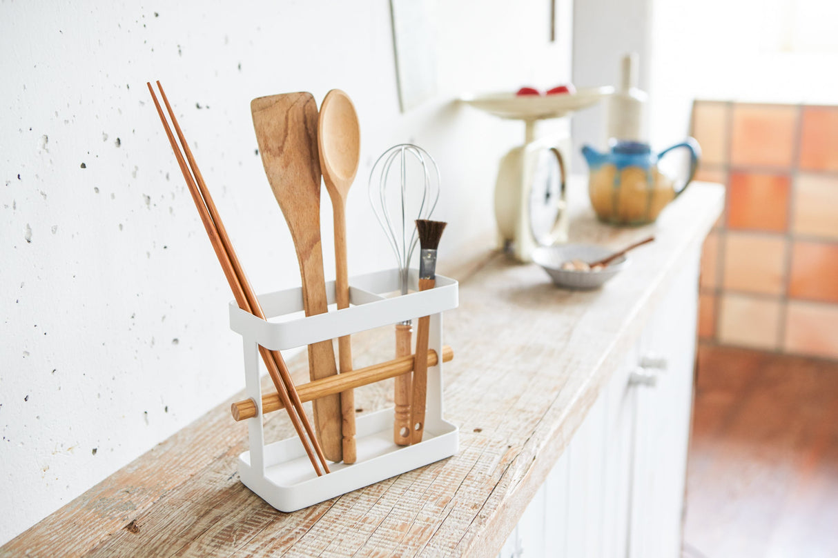 Utensil Holder - Steel + Wood from Yamazaki Home