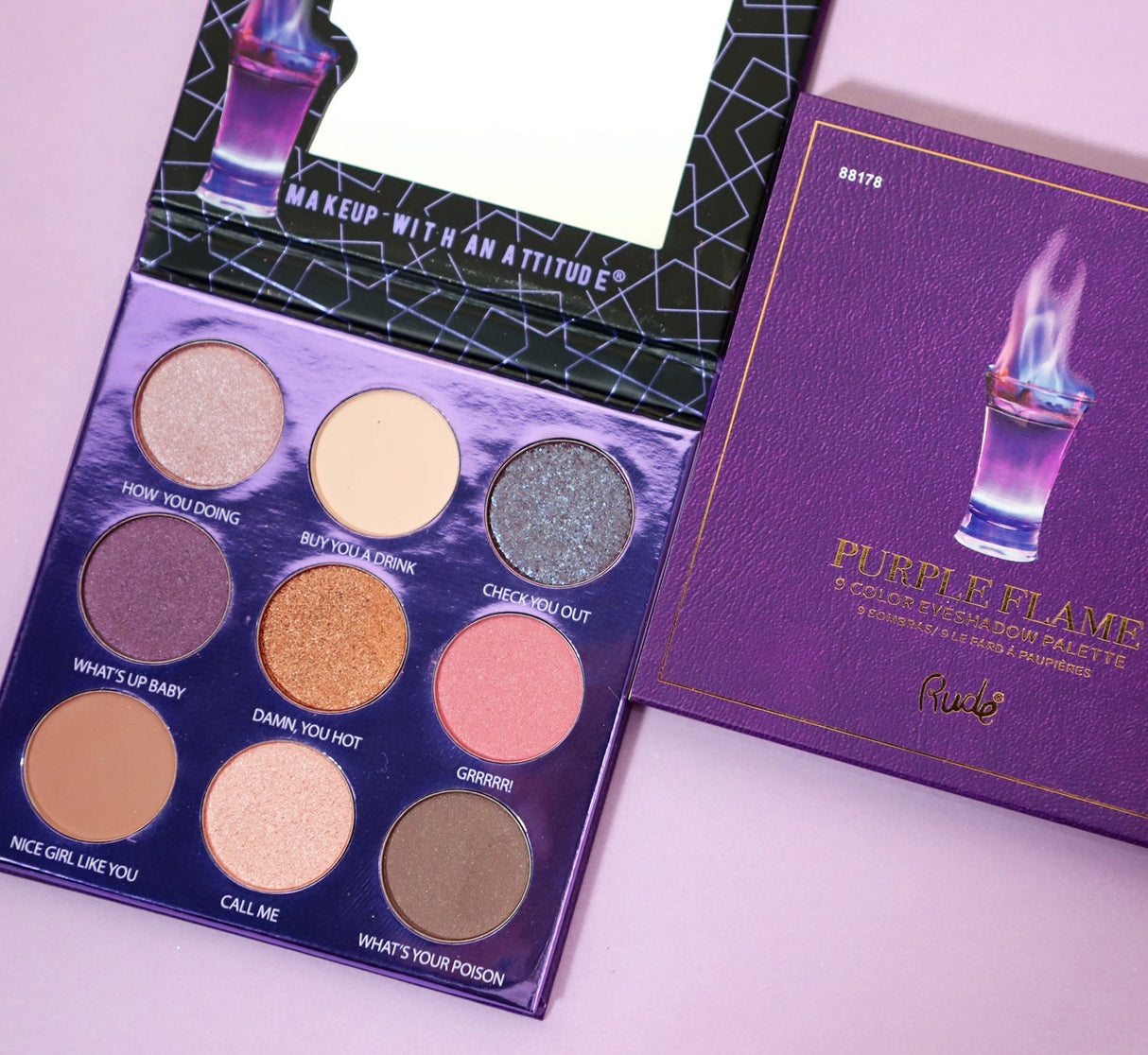 Cocktail Party 9 Eyeshadow Palette - Purple Flame From Rude Cosmetics