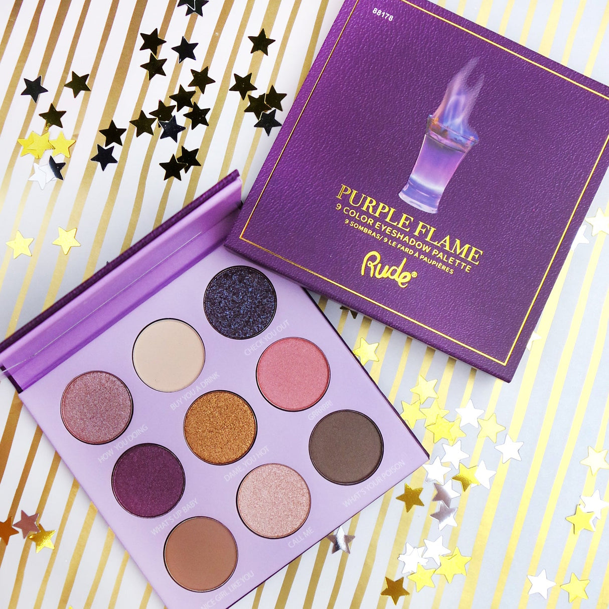 Cocktail Party 9 Eyeshadow Palette - Purple Flame From Rude Cosmetics