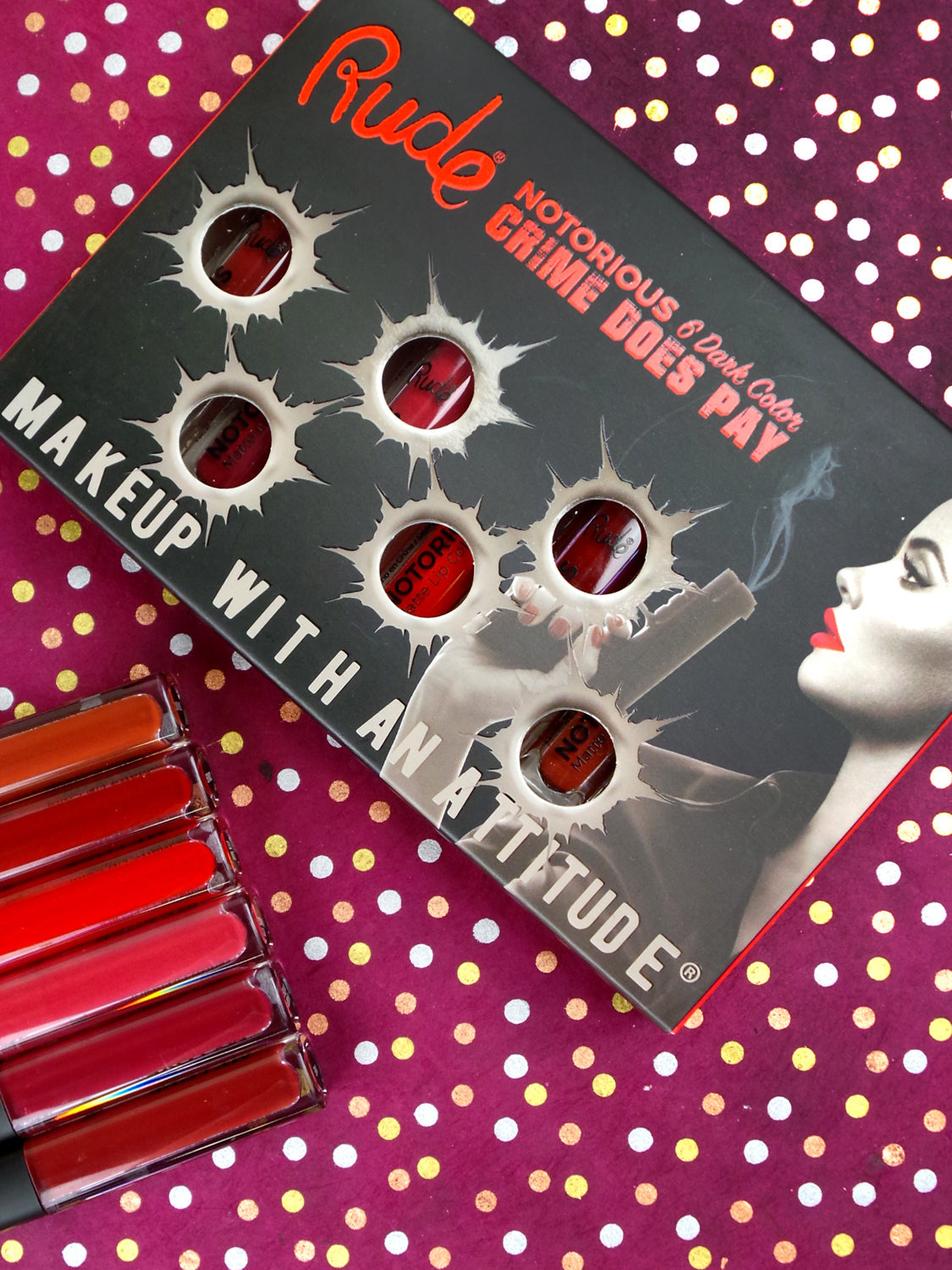 Crime Does Pay Notorious 6 Lip Color Set - Dark From Rude Cosmetics