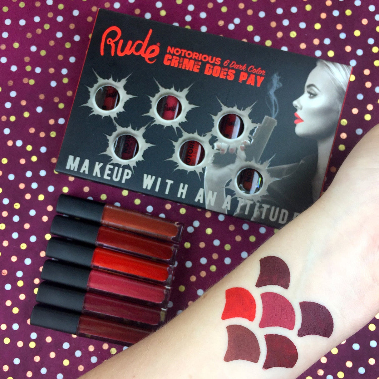Crime Does Pay Notorious 6 Lip Color Set - Dark From Rude Cosmetics