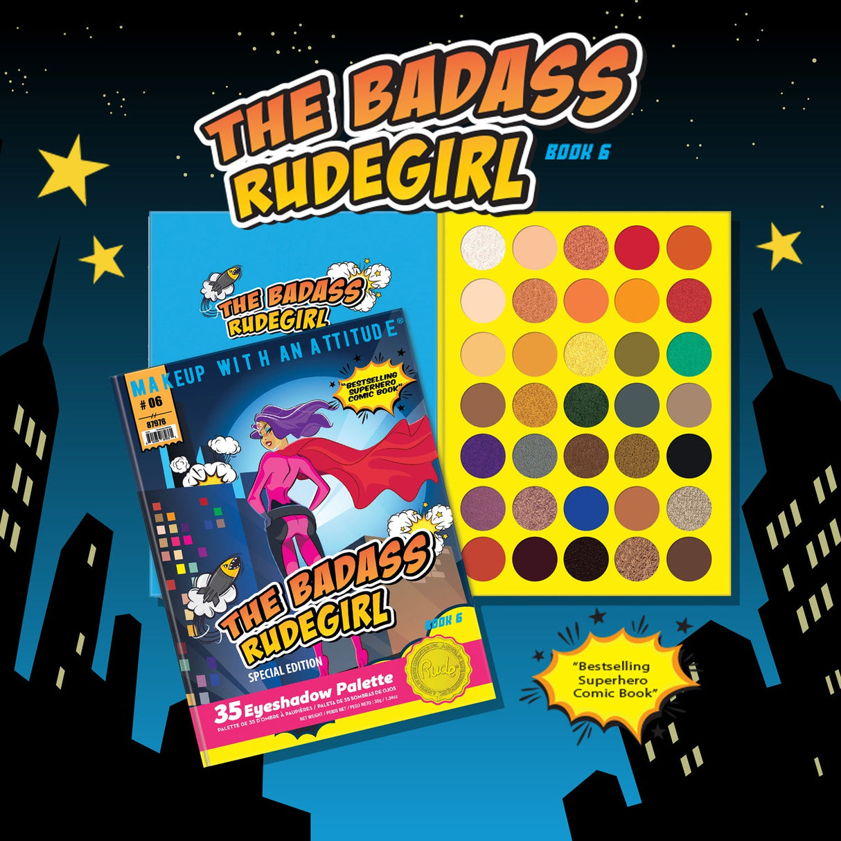 The Badass Rudegirl 35 Eyeshadow Palette - Book 6 from Rude Cosmetics