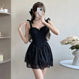 Ruffle Corset Swimsuit Dress – Korean Sweet One-Piece Swimwear from Kawaii Stop