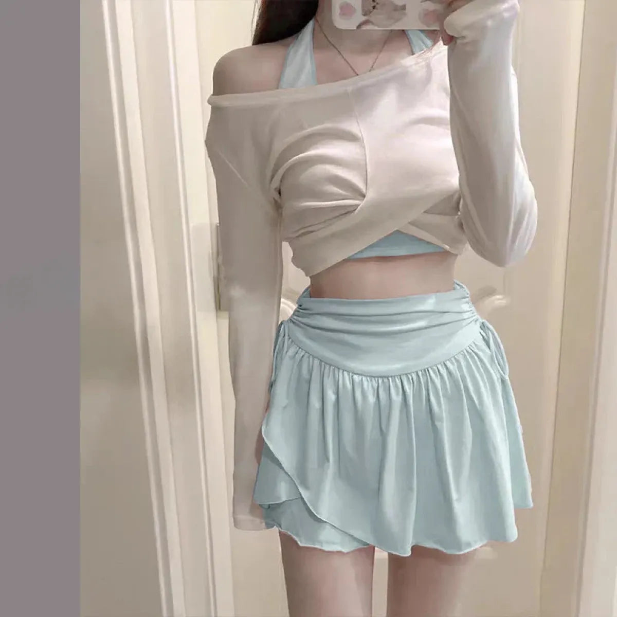 Ruffle Mini Skirt Bikini Set – Korean Sweet 3-Piece Swimsuit from Kawaii Stop