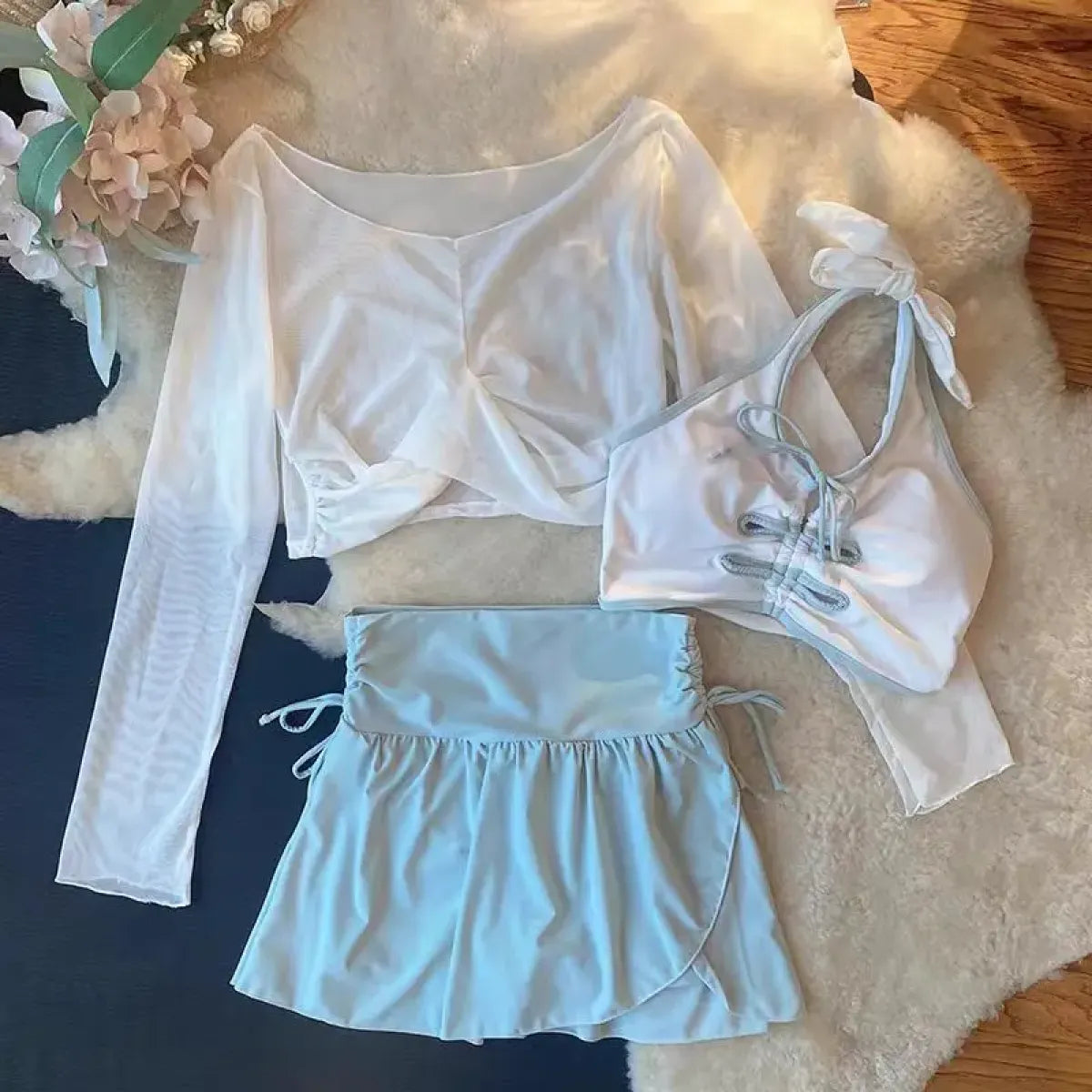 Ruffle Mini Skirt Bikini Set – Korean Sweet 3-Piece Swimsuit from Kawaii Stop