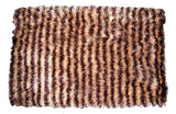 DaDa Bedding Shaggy Soft Door Mat Carpet Rug - 20" x 32" Striped Shiny Coffee Light Beige / Dark Brown from DaDalogy Bedding Collection