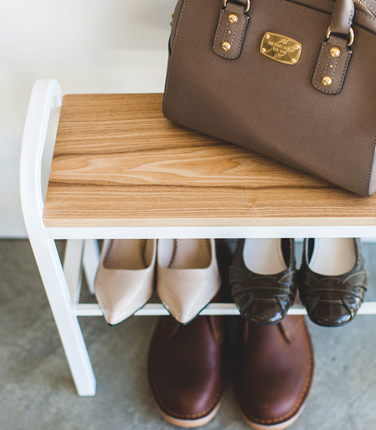 Shoe Organizer & Bench (18" H)  - Steel + Wood from Yamazaki Home