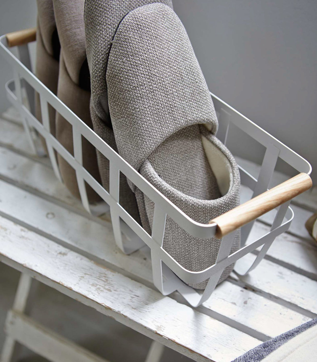 Storage Basket - Two Sizes - Steel + Wood from Yamazaki Home