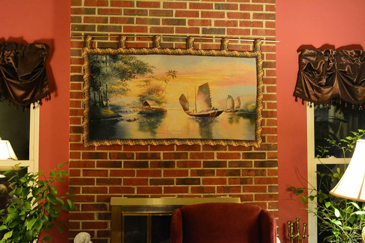 Tache 28 x 55 Exotic Ships on The Horizon Coastal Tapestry Wall Hanging (WH-DB15152) from Tache Home Fashion