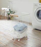 Rolling Wire Basket (24" H)  - Steel + Wood from Yamazaki Home